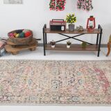 4x8 Pink & Navy Blue Vintage Rug 137x256Cm SK 6302