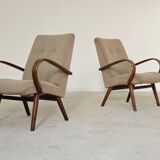 Pair of grey mottled armchairs by Jaroslav Smidek for TON Bystrice