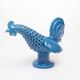 Vintage Italian Blue Ceramic Rooster, Behrend 1960s
