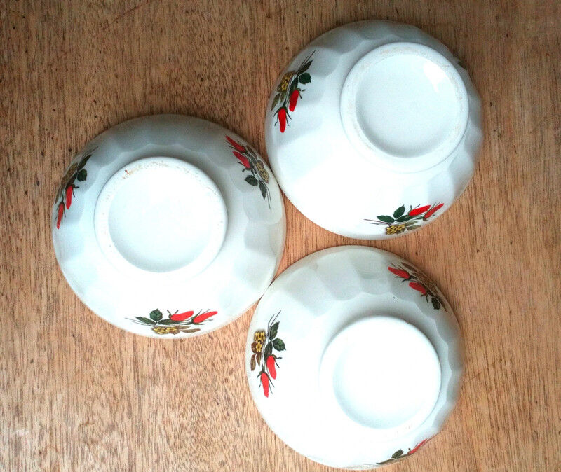 3 vintage faceted bowls