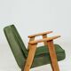 Paire de fauteuils en chêne clair et tissu vert olive