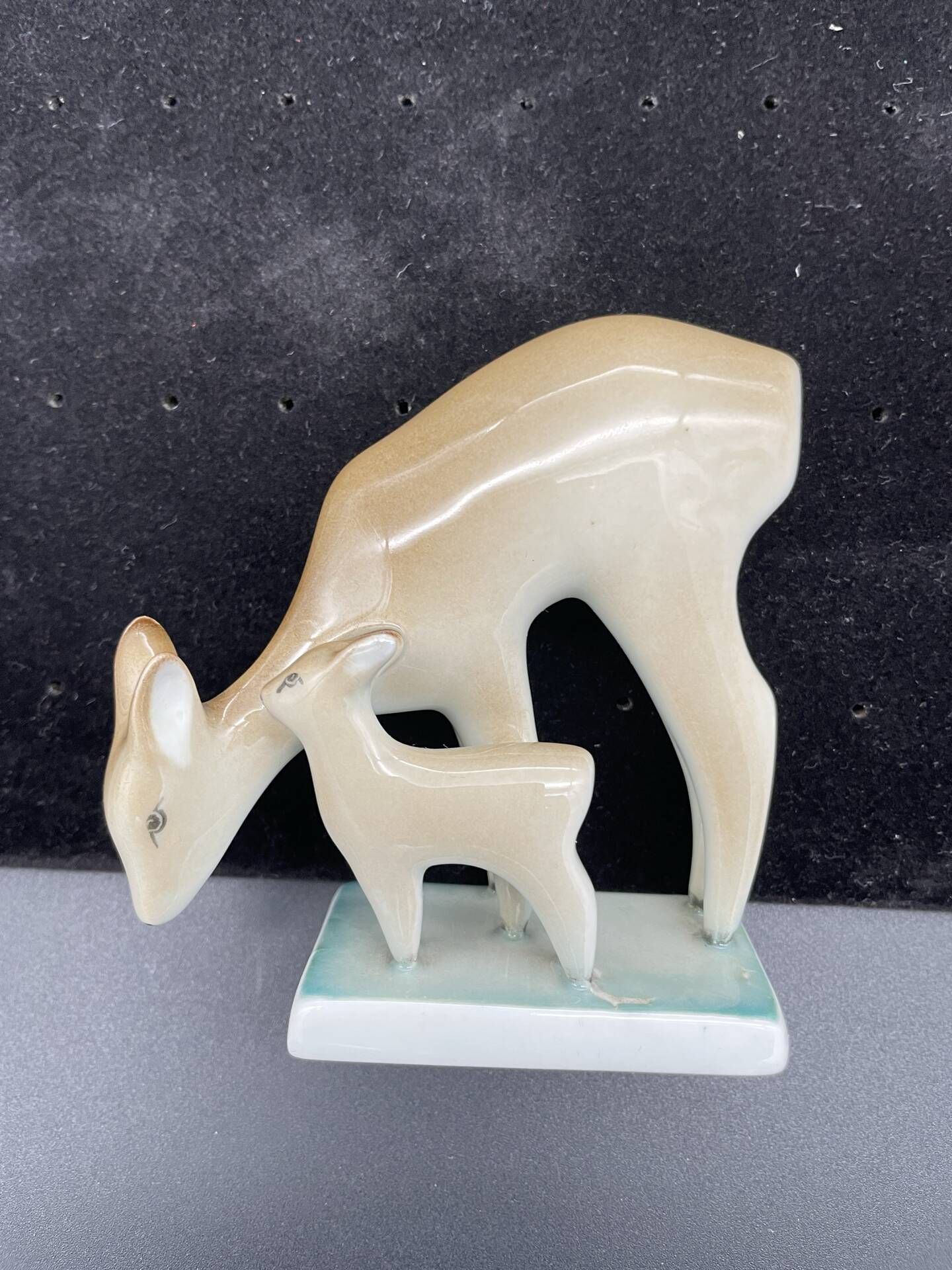 Doe and her fawn in Zsolnay porcelain Pécs – Vintage Hungarian years