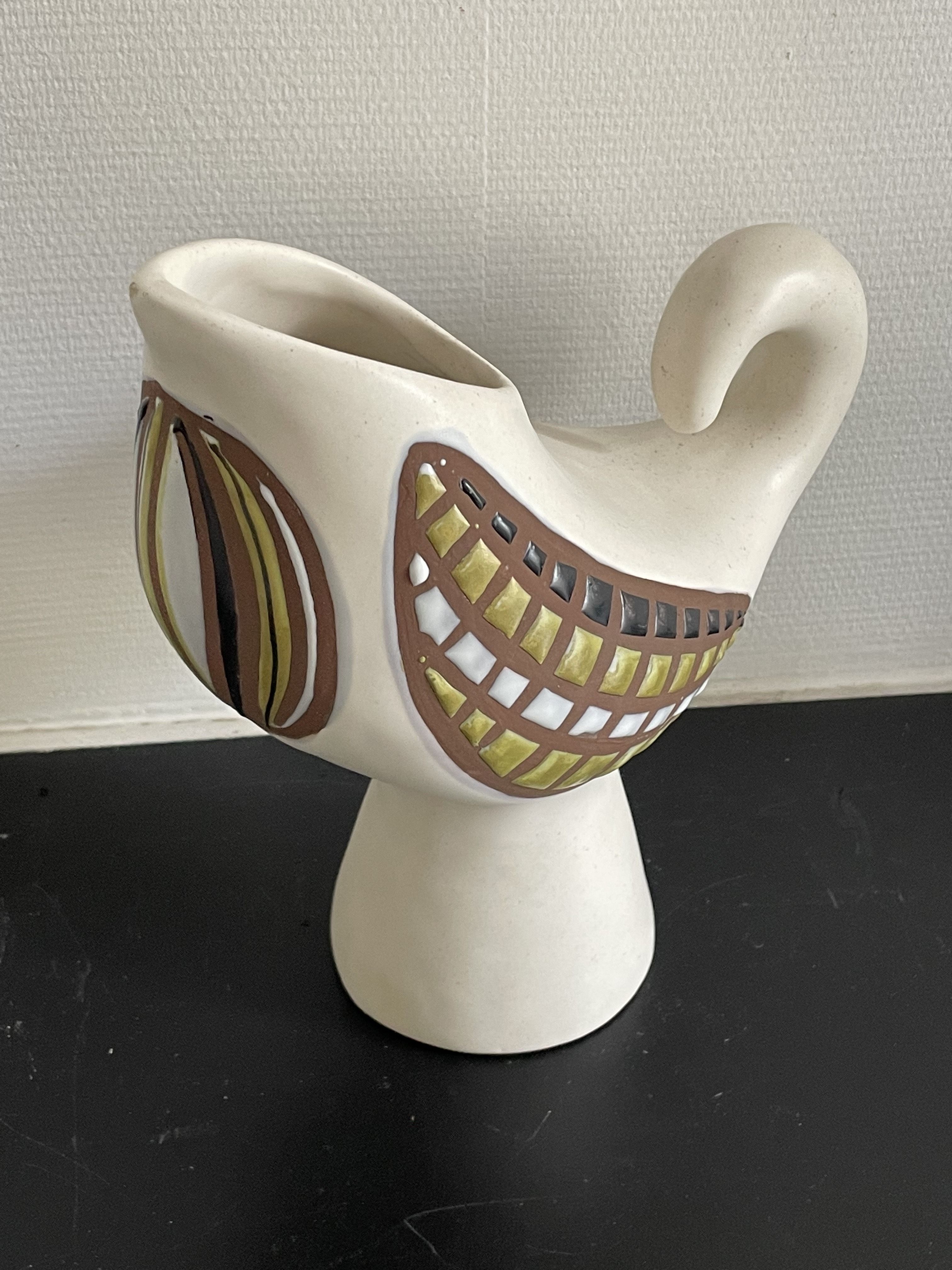 Rare zoomorphic ceramic “Bird” vase by Roger Capron, Vallauris, circa 1950