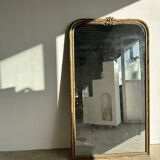 Large gilded mirror 19th century rounded corners mercury glass Louis XVI style