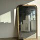 Large gilded mirror 19th century rounded corners mercury glass Louis XVI style
