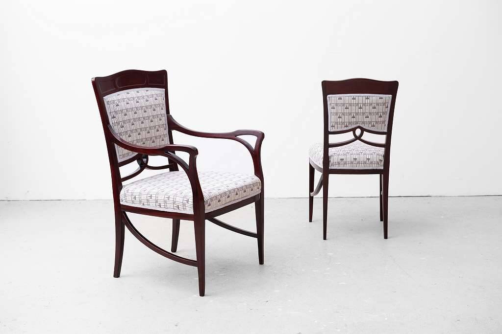 2 chaises Art Nouveau originales vers 1900/1905