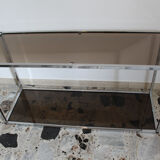 Console in chromed metal and smoked glass, Italy 70's