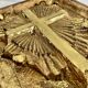 Panneau d’église en bois doré sculpté XIX