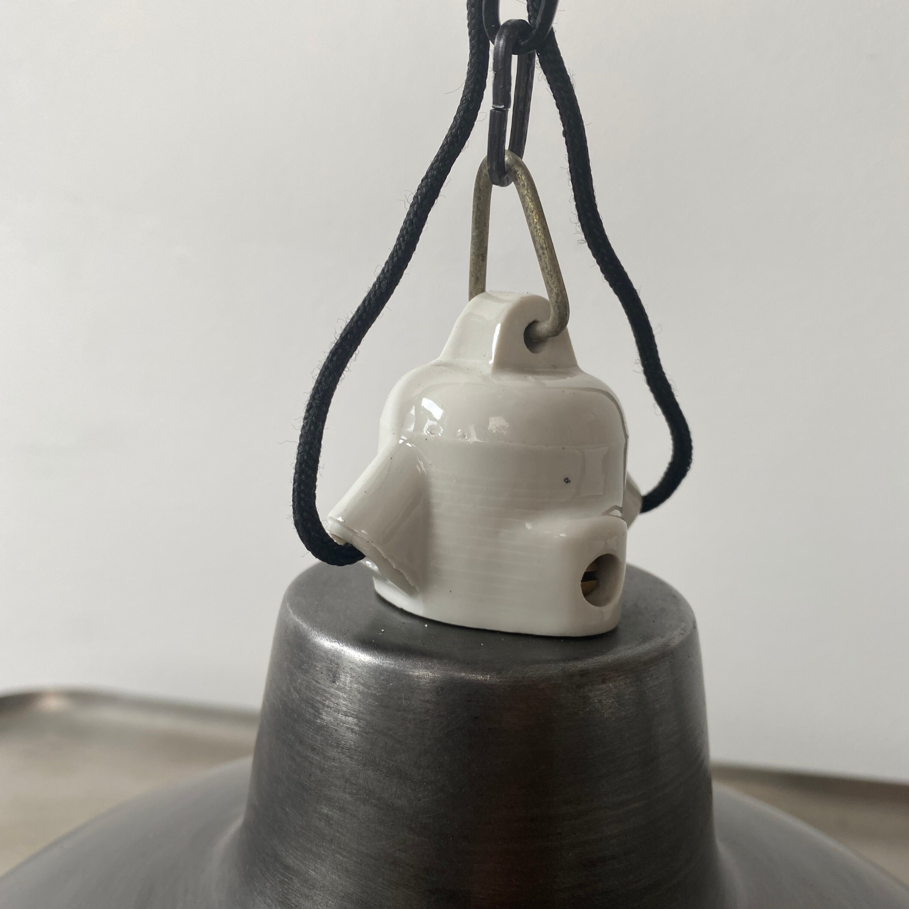 Pair of old industrial steel suspensions