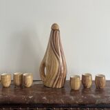 Grandjean Jourdan liqueur set in wood-effect glazed ceramic