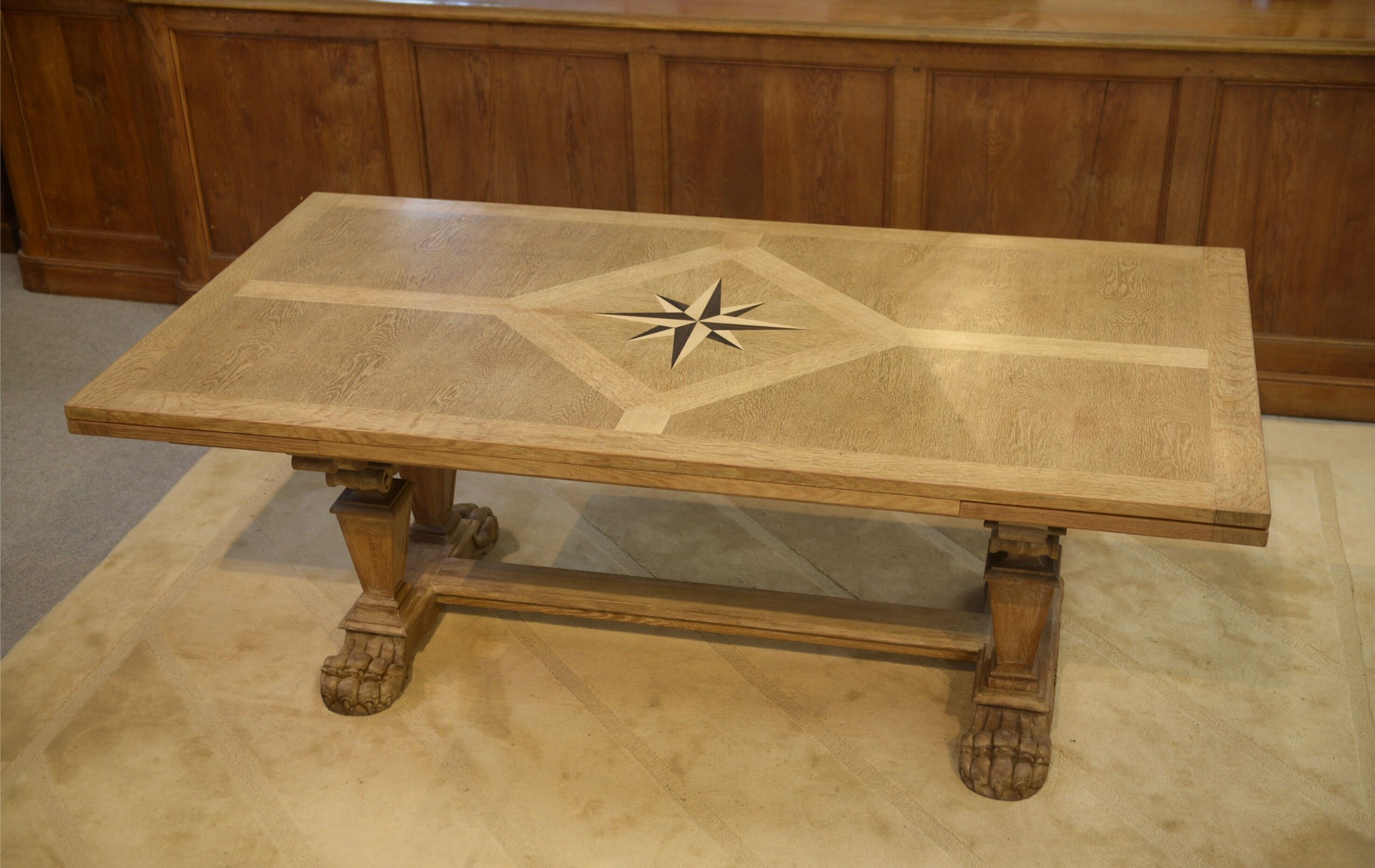 Large sculptural oak table from the 1950s.