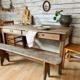 Raw wood farm table