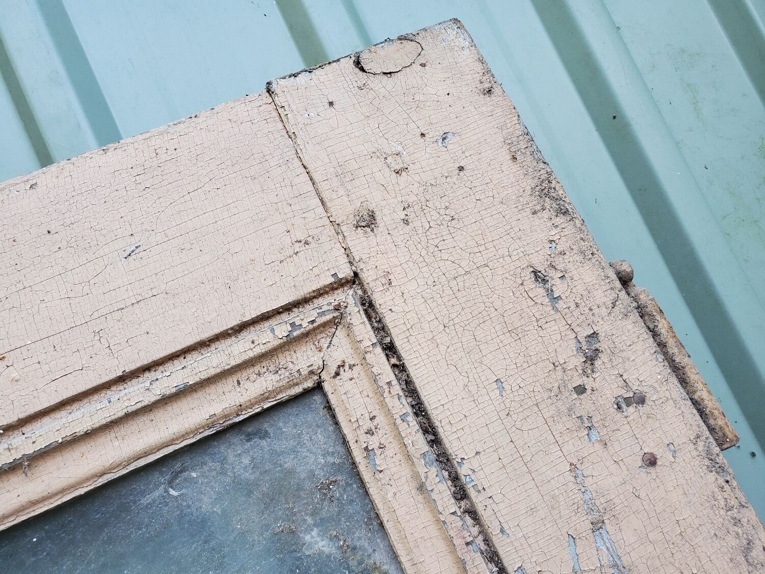 Old fir glass door