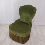 Green velvet toad armchair