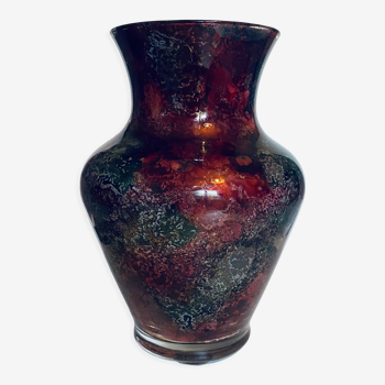 Vase en verre mordoré