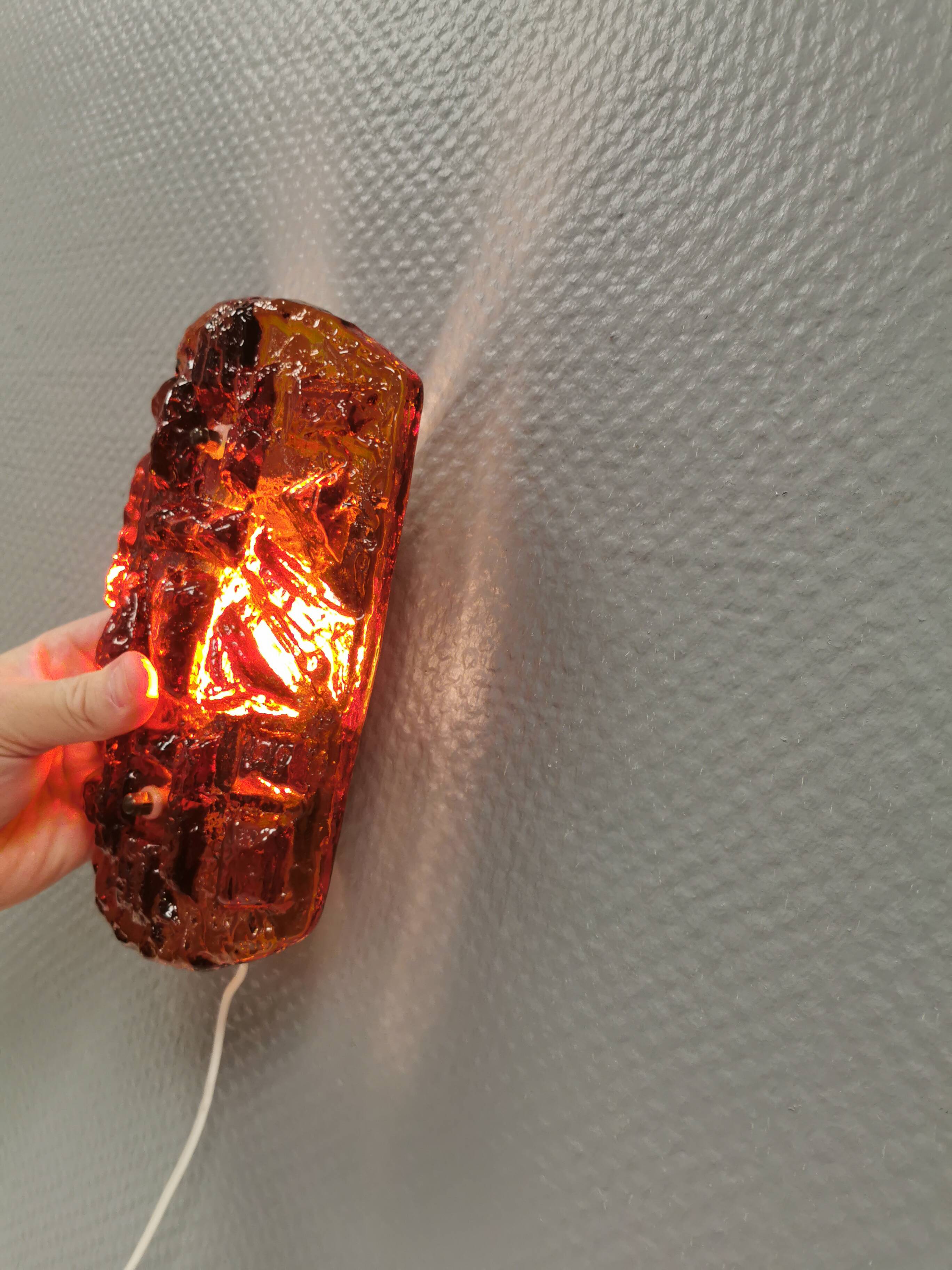 A set of wall lamps in amber-colored glass from Danish Vitrika, 1970s