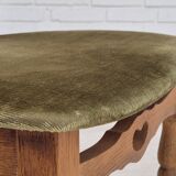 1970s, set of 4 Danish dining chairs, original condition, oak wood, furniture velour.