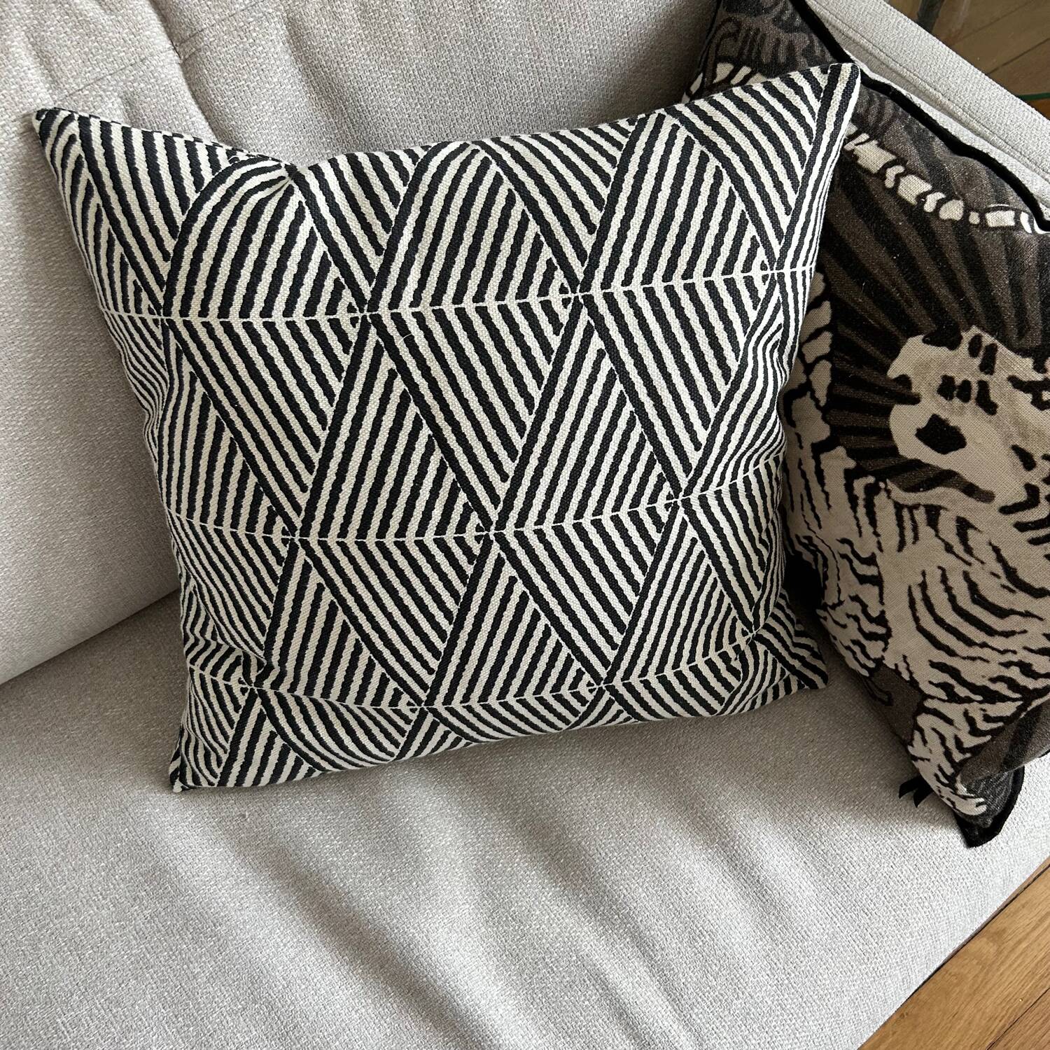 Black and white graphic cushion