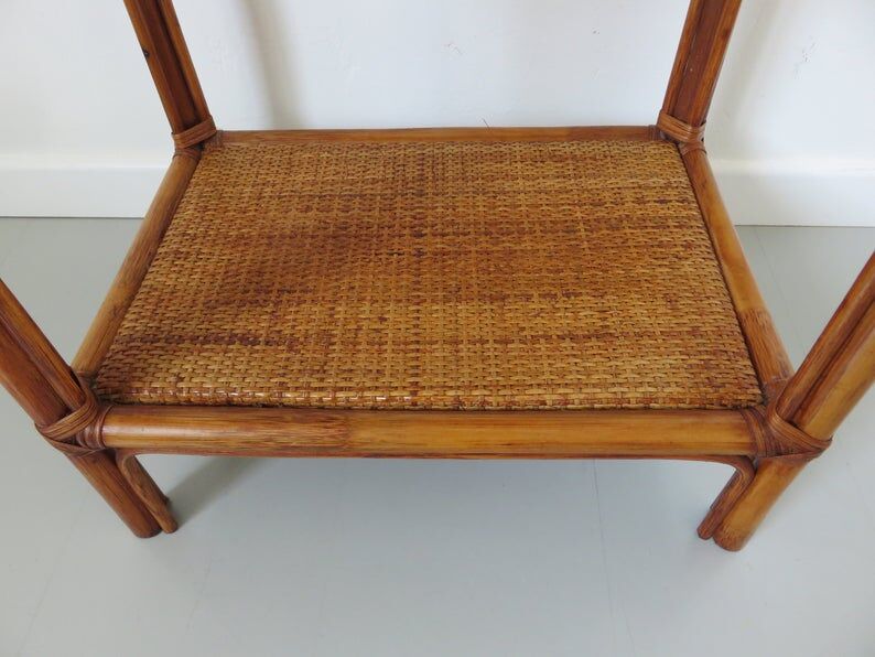 Pair of rattan and bamboo bedside tables 1970s