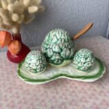 Salière, poivrier et moutardier en barbotine Fratelli Gialletti Italy