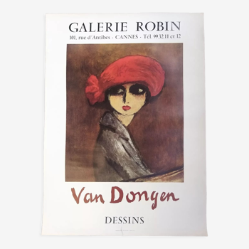 Affiche d'exposition Van Dongen  - Cannes ca 1970