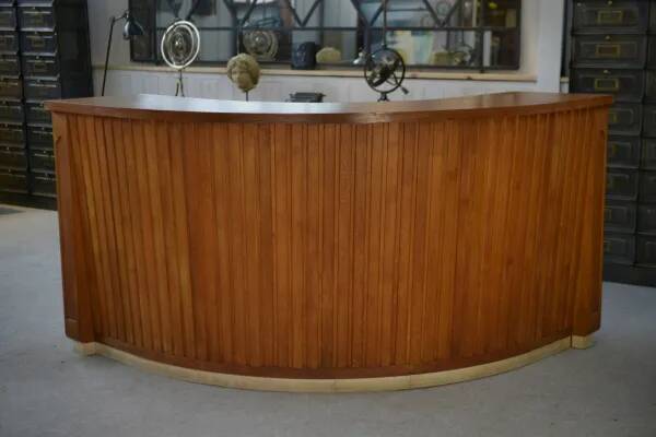 1950s curved oak counter/bar
