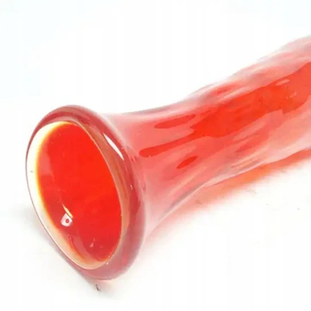 Bean vase, red glass, Ząbkowice, Poland, 1970s
