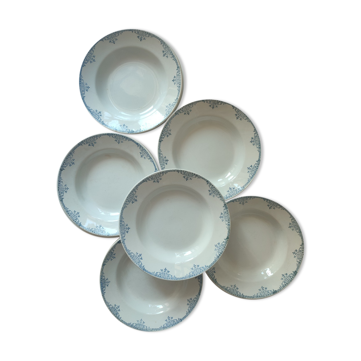 Hollow plates Earth of iron porcelain of Gien