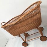 Vintage wicker cradle with 50-60s wheels