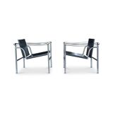 early number LC1 armchair by Le Corbusier et al for Cassina 1970s, set of 2