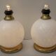 Pair of Mid-Century Modern Brass and Blown Murano Glass Table Lamps, 1970s