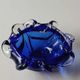 Empty pocket blown art glass from Murano Italy, corolla shape, cobalt blue