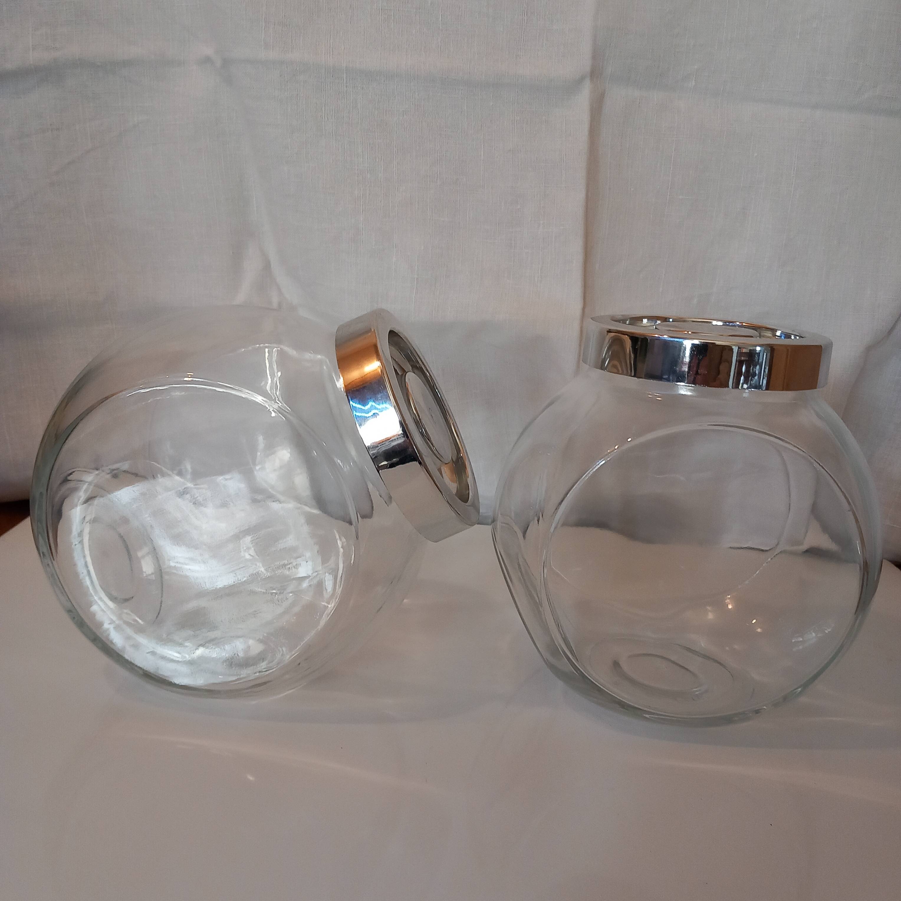 2 vintage Bormioli Rocco glass jars