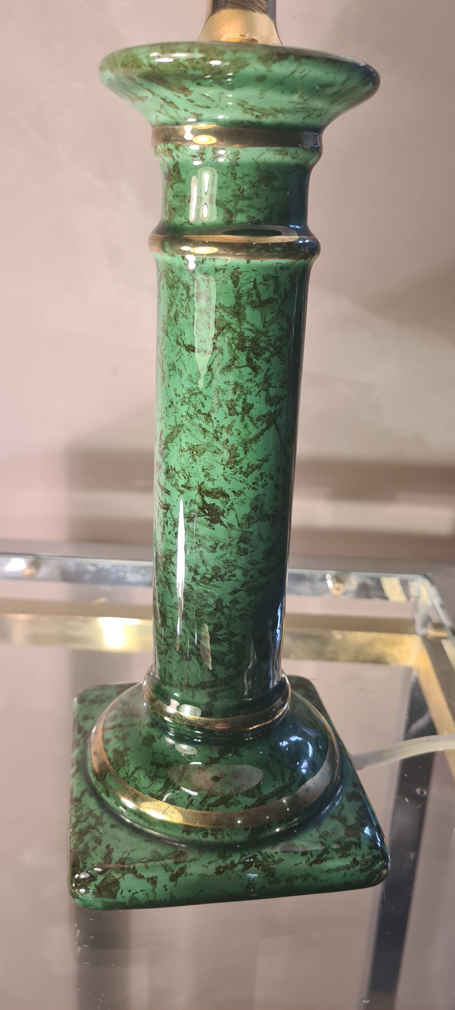 Vet marbled and glazed ceramic lamp 1970 to 80, 43x25