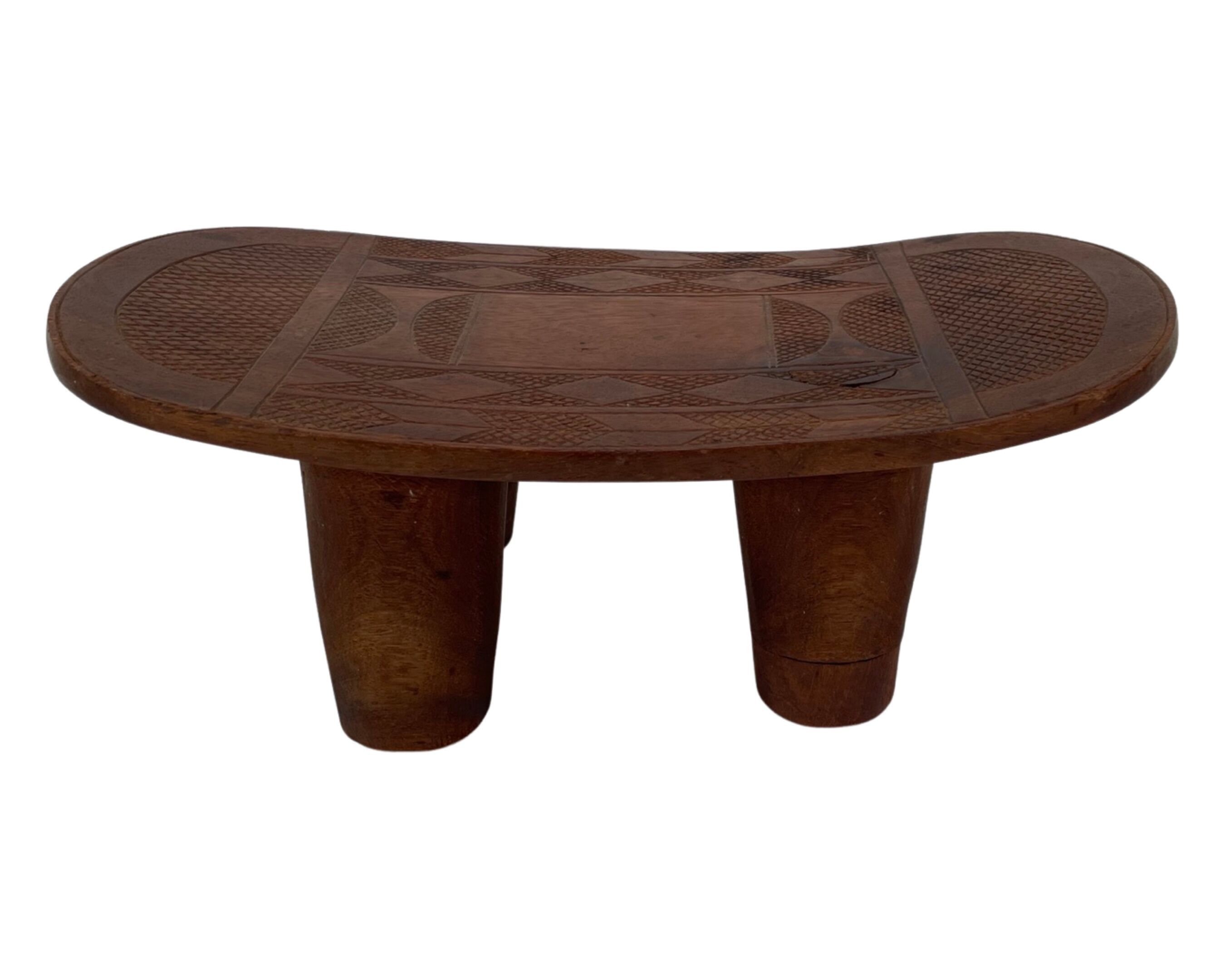 Vintage African hand-carved wooden Senufo stool bench design
