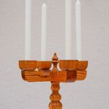 Rustic wooden candleholder by Jan Johnsson for Smålandsslöjd, Sweden, 1975