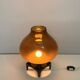 Mid-Century Modern 1960s-70s Table Lamp, Amber Glass Shade and Metal Base