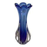 Murano blue corolla vase