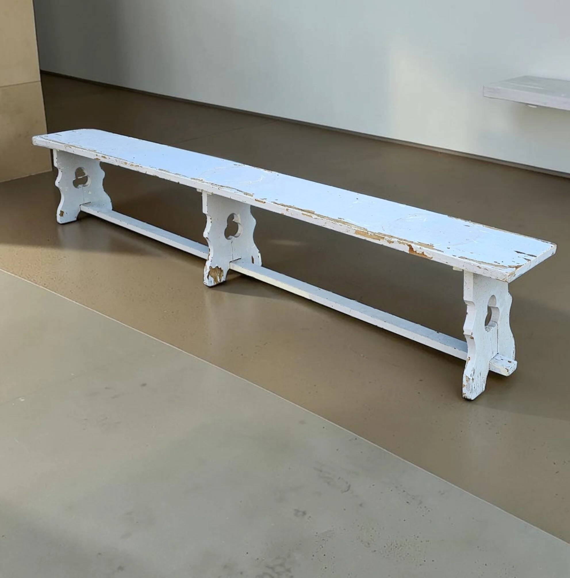 French wooden farmhouse bench / garden bench / 1960s
