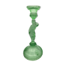 Bougeoir vintage verre moulé vert en forme de femme 27 cm