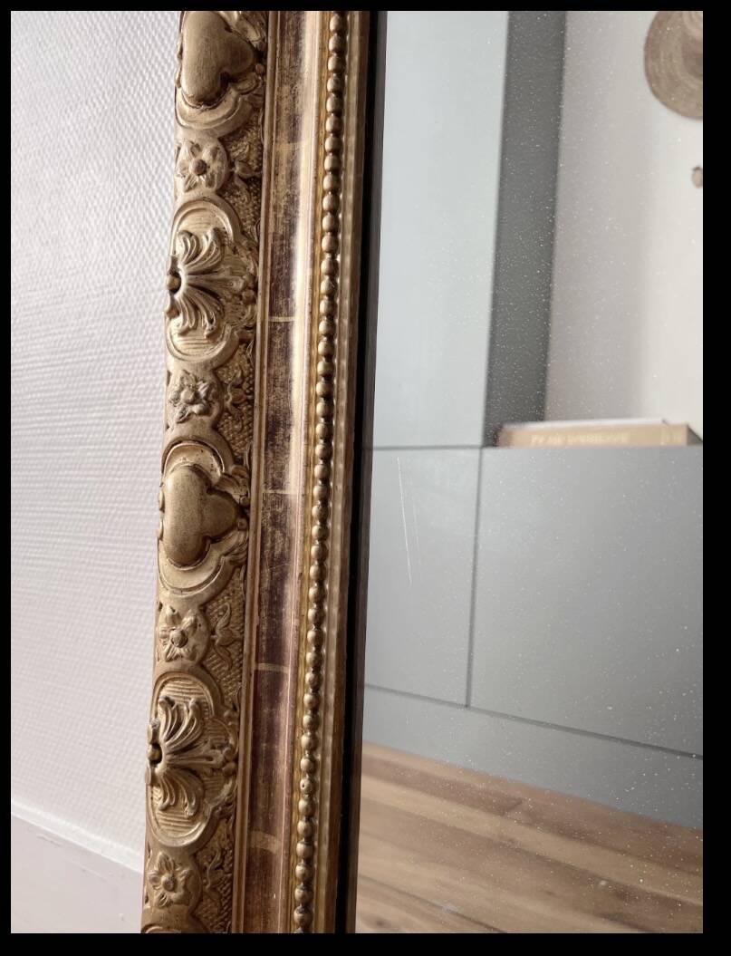 Large antique Louis-Philippe mirror gilded with gold leaf – 186 × 117 cm