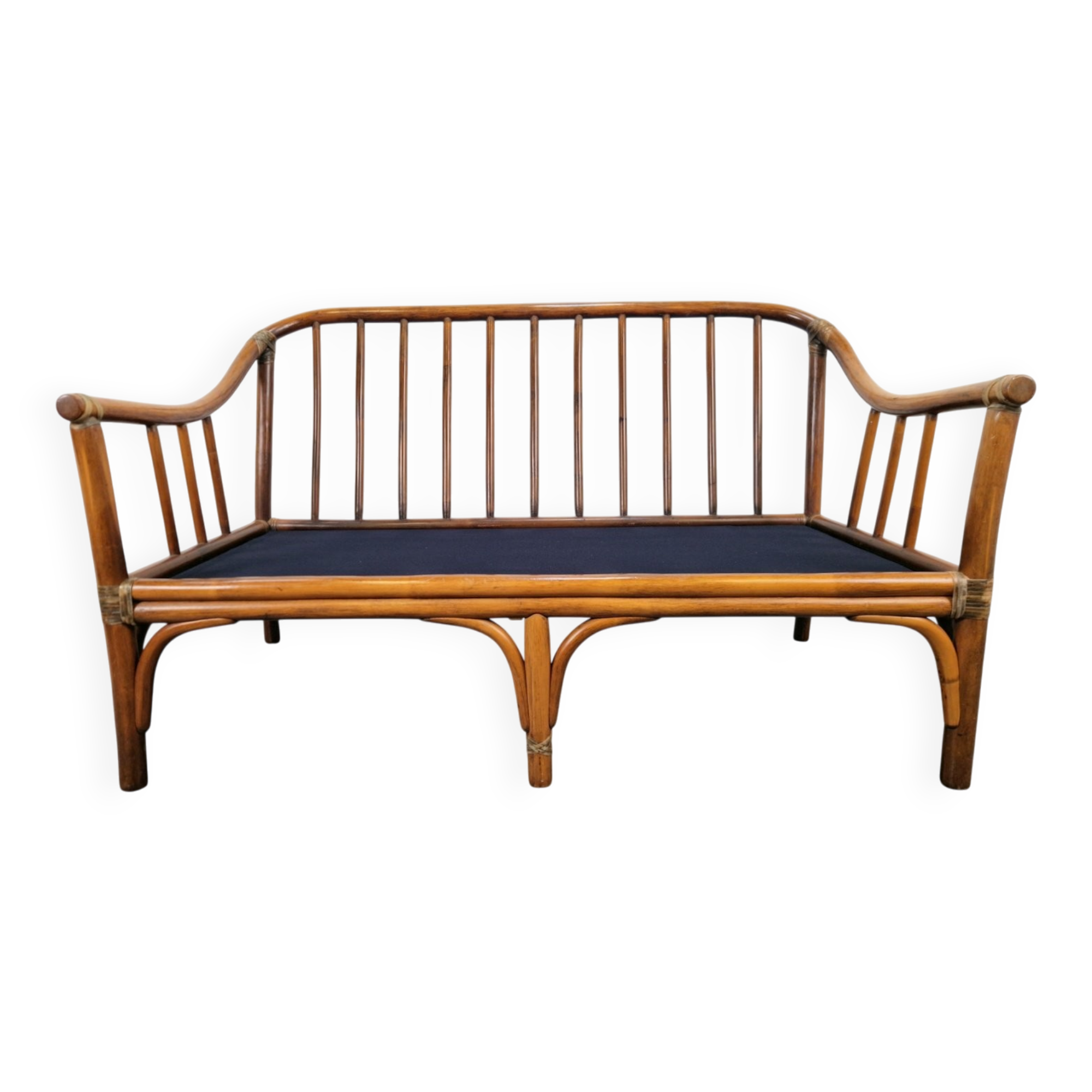 Organic Modern Bamboo and Rattan Loveseat from McGuire, 1970s