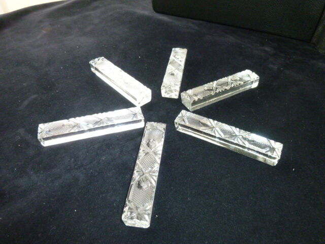 Set of 6 rectangular shaped lead crystal knife holders
