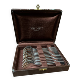 Set of 12 silver-plated metal dessert forks from the Nicolet Orléans brand