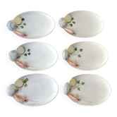 Assiettes en barbotine italienne vintage,assiettes à fruits de mer