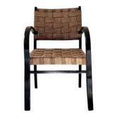 Fauteuil scandinave en bois & corde tressée par Axel Larsson, Suède 1950