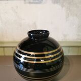 Art deco ball vase in black glass