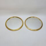 2 Vintage Mirrored and Gold Aluminum Serving Trays