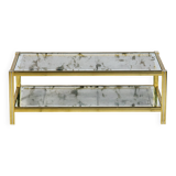 Glass and gold metal coffee table, 1970