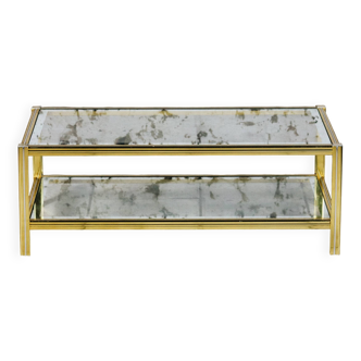 Table basse en verre et métal doré, 1970